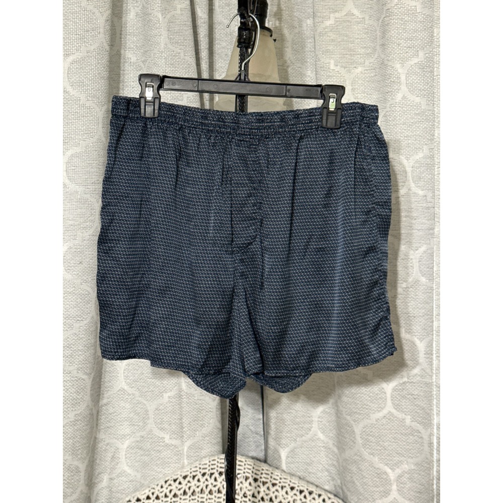 Vintage Reckless by Isaco Mens Navy Blue Geometric 100% Silk Boxer Shorts XL